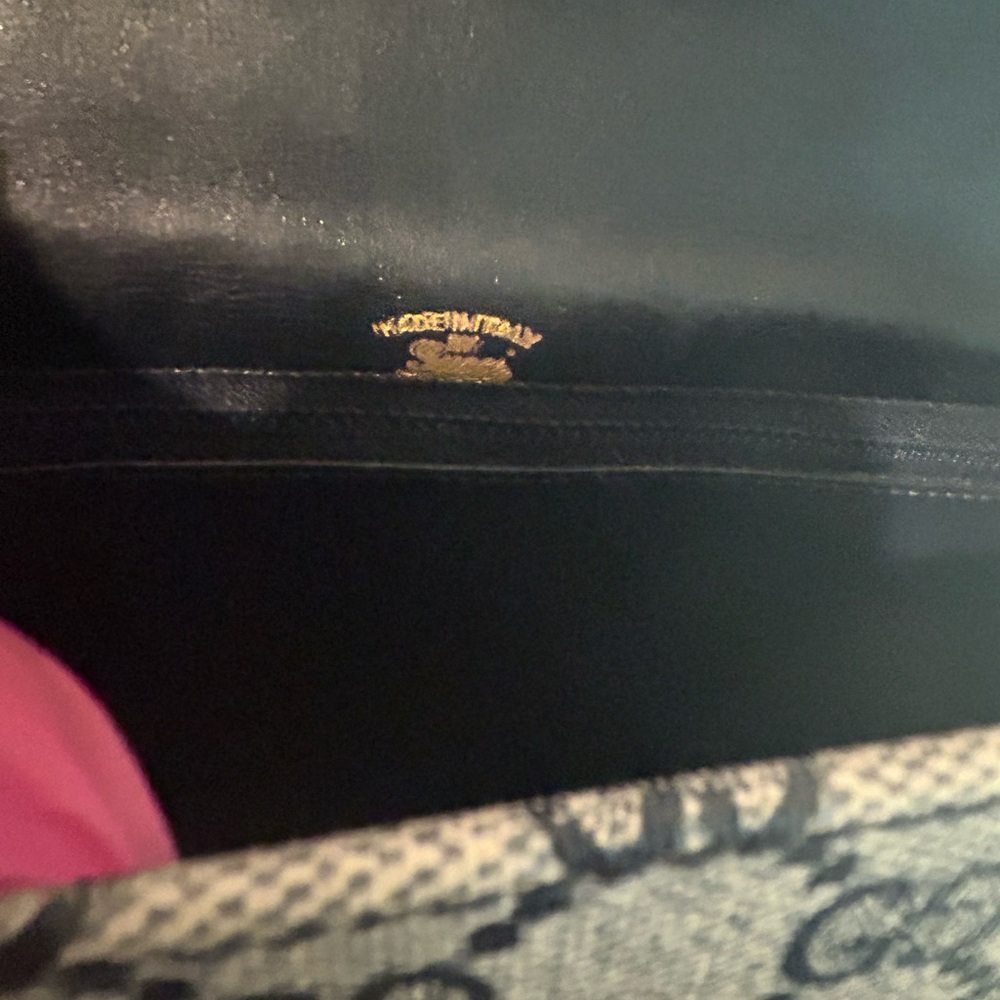 Gucci Navy GG Monogram Shoulder Bag with Leather Trim with COA and Dustbag - Picture 9 of 13